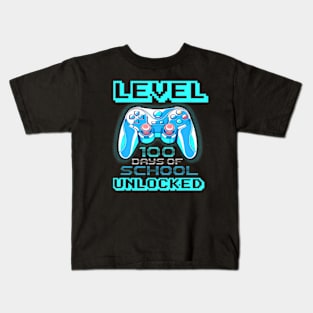 Level 100 Days Of School Unlocked Boys Girls Kids Video Game Kids T-Shirt